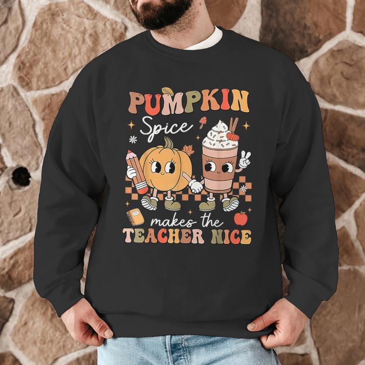 Pumpkin Spice Makes Teacher Nice Retro Fall Spooky Season Men Graphic Sweatshirt, novelty gifts, funny gifts Pumpkin Spice Makes Teacher Nice Retro Fall Spooky Season Men Graphic Sweatshirt, novelty gifts, funny gifts