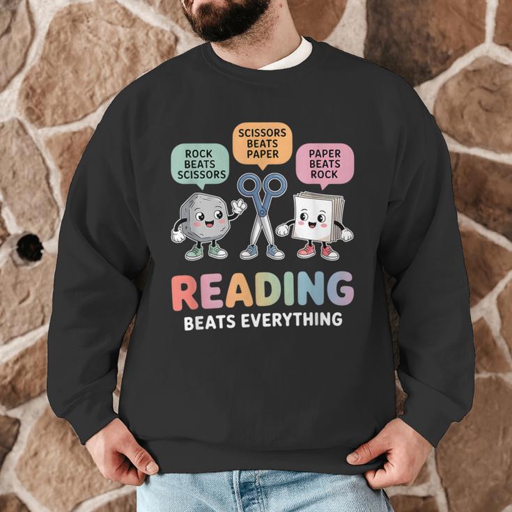 Reading Beats Everything Teacher Rock Paper Scissors Men Graphic Sweatshirt, novelty gifts, funny gifts Reading Beats Everything Teacher Rock Paper Scissors Men Graphic Sweatshirt, novelty gifts, funny gifts