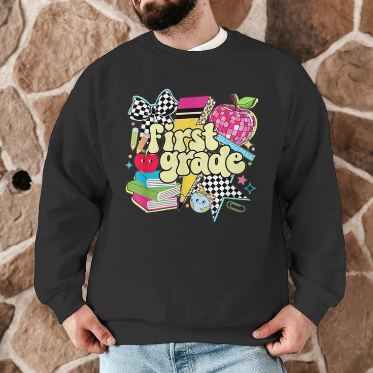 Retro First Grade Teacher Disco Ball Coquette Back To School Men Graphic Sweatshirt, novelty gifts, funny gifts Retro First Grade Teacher Disco Ball Coquette Back To School Men Graphic Sweatshirt, novelty gifts, funny gifts