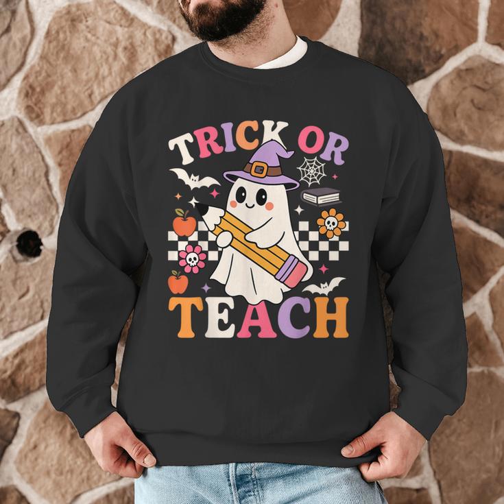 Retro Floral Ghost Trick Or Teach Groovy Teacher Halloween Men Graphic Sweatshirt, novelty gifts, funny gifts Retro Floral Ghost Trick Or Teach Groovy Teacher Halloween Men Graphic Sweatshirt, novelty gifts, funny gifts
