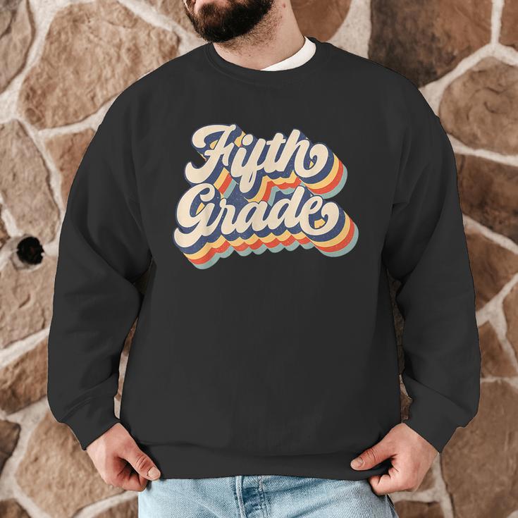 Retro Sunset Fifth Grade Teacher & Student Back To School Men Graphic Sweatshirt, novelty gifts, funny gifts