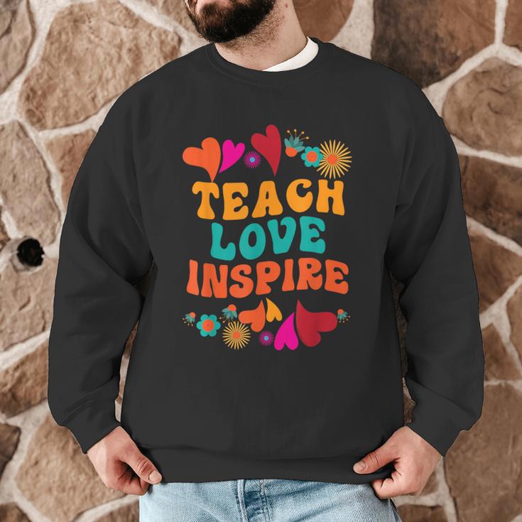 Retro Teach Love Inspire Back To School Teachers Men Graphic Sweatshirt, novelty gifts, funny gifts