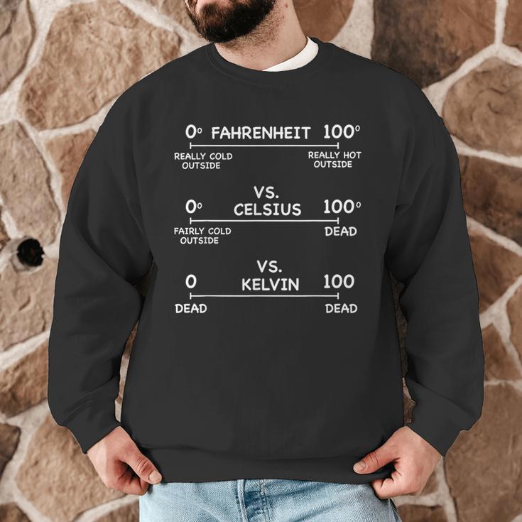 Science Teacher Engineering Temperature Scales Fahrenheit Vs Celsius Vs Kelvin Humorous -Adults - Small Short Sleeve Modern V-Neck Cotton Blend Machine Wash Men Graphic Sweatshirt, novelty gifts, funny gifts
