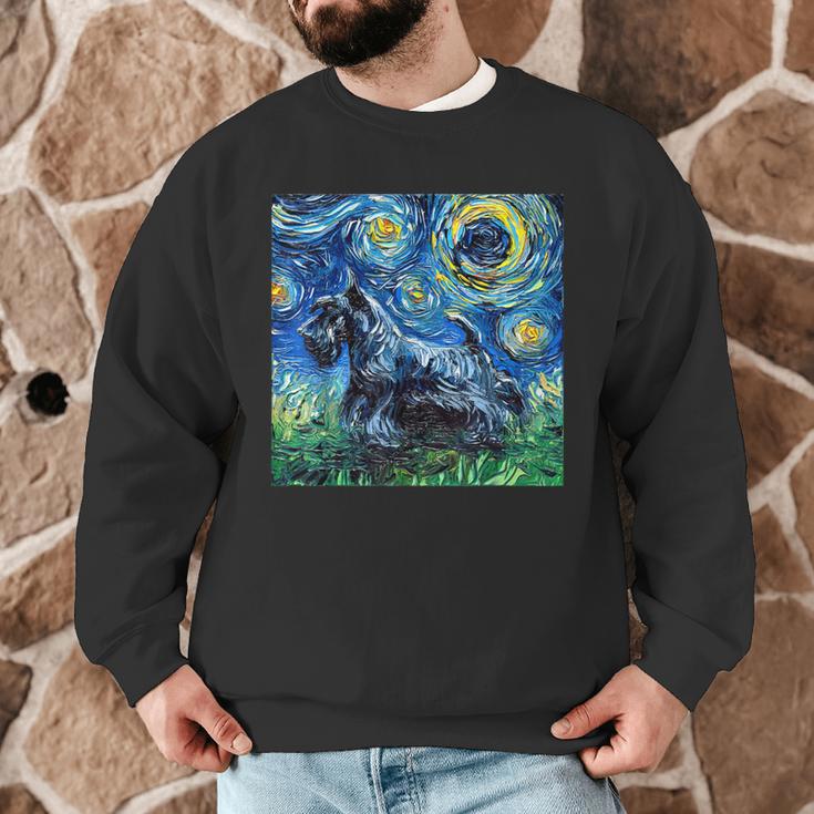 Scottish Terrier Starry Night Scotty Dog Art By Aja Men Graphic Sweatshirt, novelty gifts, funny gifts