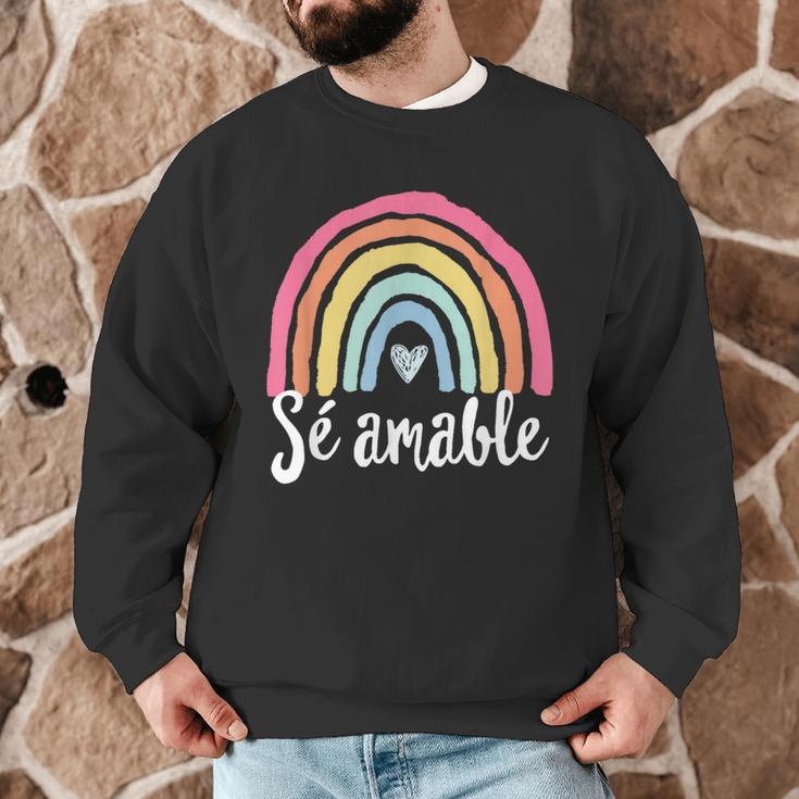 Sé Amable Spanish Bilingual Teacher Be Kind Boho Rainbow Men Graphic Sweatshirt, novelty gifts, funny gifts
