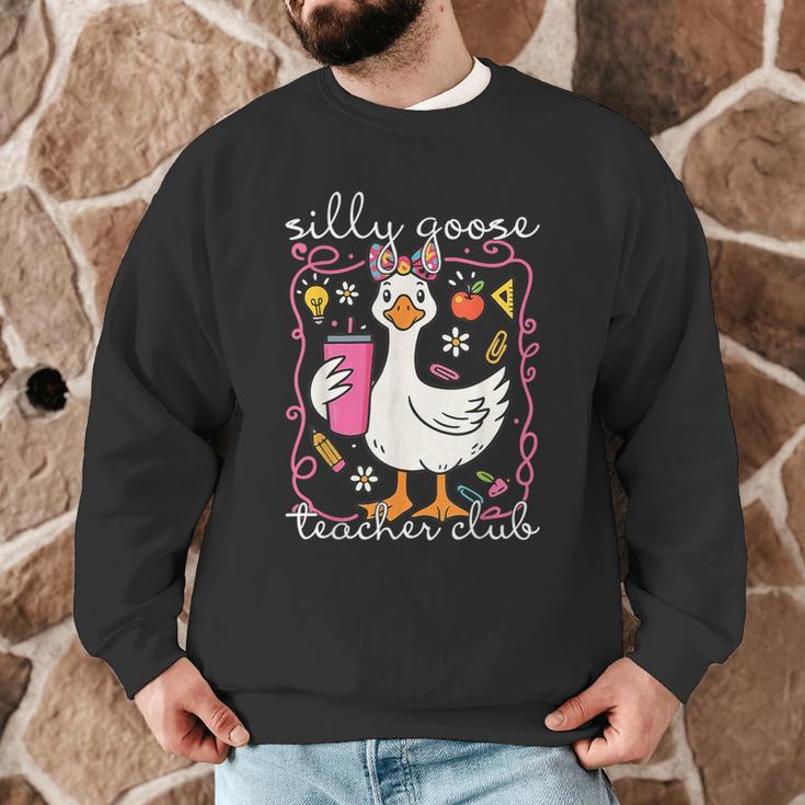 Silly Goose Teacher Club Animal Lover Groovy Teacher Men Graphic Sweatshirt, novelty gifts, funny gifts