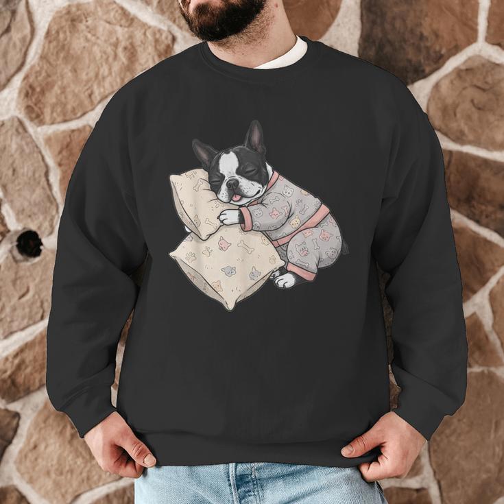 Sleepy Boston Terrier Pajama Men Women Kids Men Graphic Sweatshirt, novelty gifts, funny gifts