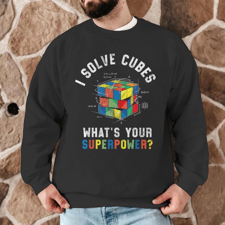 I Solve Cubes Speed Cubing Vintage Youth Math Teacher Men Graphic Sweatshirt, novelty gifts, funny gifts