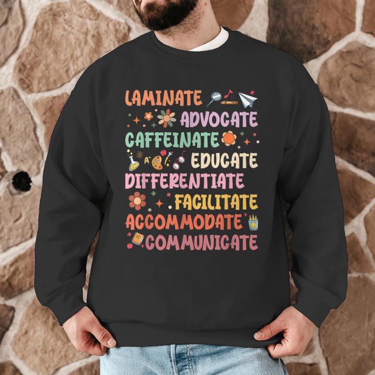 SPED Caffeinate Advocate Laminate Educate Teacher Facilitate For Men Women Men Graphic Sweatshirt, novelty gifts, funny gifts SPED Caffeinate Advocate Laminate Educate Teacher Facilitate For Men Women Men Graphic Sweatshirt, novelty gifts, funny gifts