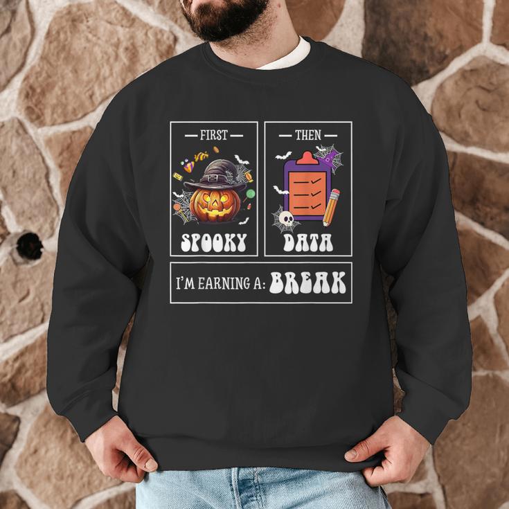 Sped Teacher Halloween First Spooky Then Data Sped Ed Team Men Graphic Sweatshirt, novelty gifts, funny gifts