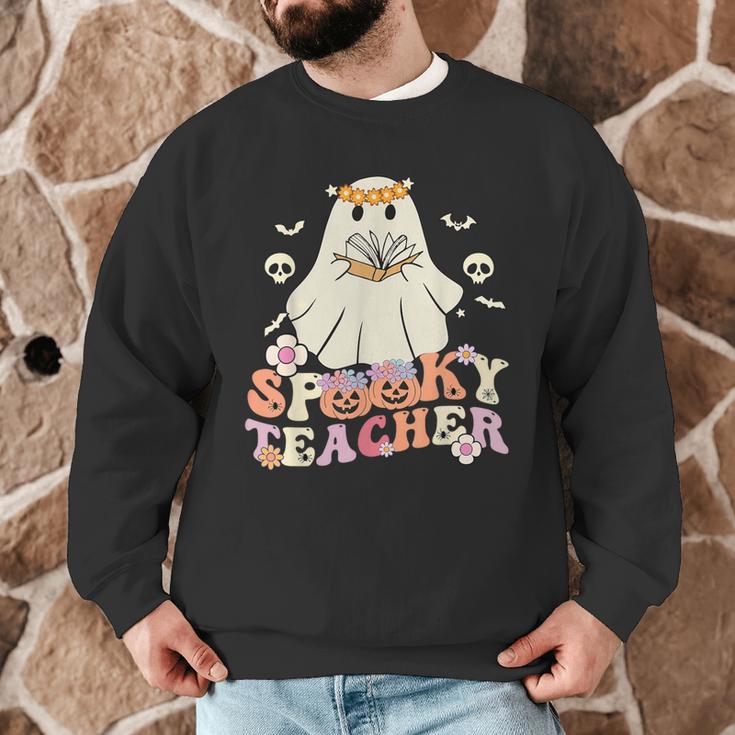 Spooky Teacher Groovy Retro Ghost Teacher Halloween 2023 For Men Women Kids Men Graphic Sweatshirt, novelty gifts, funny gifts