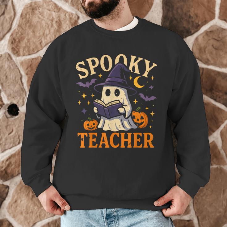 Spooky Teacher Halloween Cute Ghost Pumpkin Reading Women Men Graphic Sweatshirt, novelty gifts, funny gifts