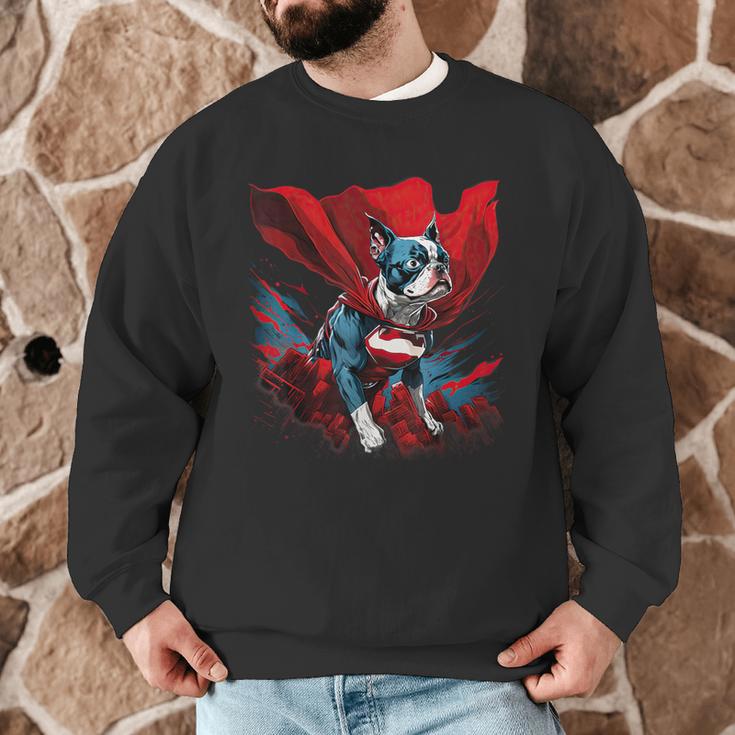 Super Power Superhero Boston Terrier Dog For Men Women Kids Men Graphic Sweatshirt, novelty gifts, funny gifts