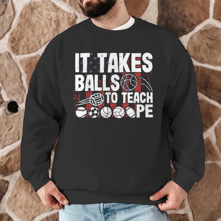It Takes Balls To Teach Pe Teacher Chaos Coordinator US Flag Men Graphic Sweatshirt, novelty gifts, funny gifts It Takes Balls To Teach Pe Teacher Chaos Coordinator US Flag Men Graphic Sweatshirt, novelty gifts, funny gifts