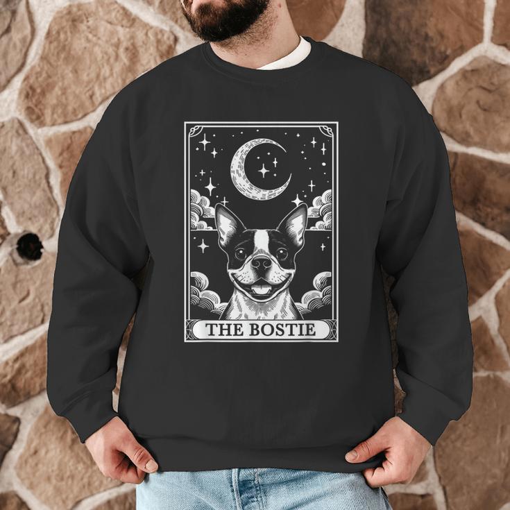 Tarot Card Vintage Crescent Moon Boston Terrier Dog Mom Men Graphic Sweatshirt, novelty gifts, funny gifts