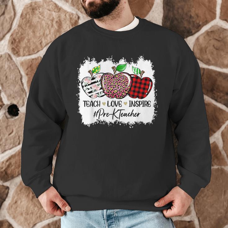 Teach Love Inspire Pre-k Teacher Apple Leopard Red Plain Men Graphic Sweatshirt, novelty gifts, funny gifts