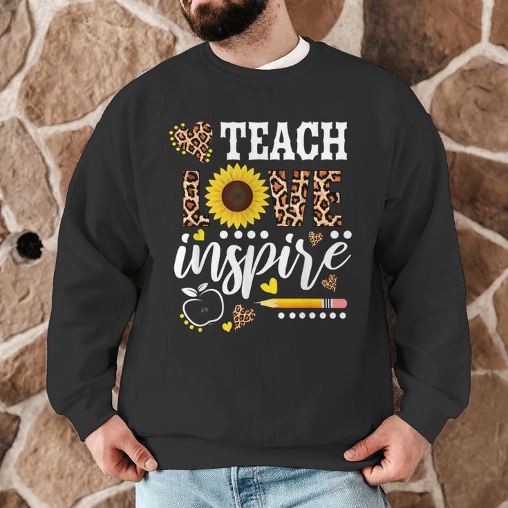 TEACH LOVE INSPIRE Teacher Sunflower Appreciation Men Graphic Sweatshirt, novelty gifts, funny gifts