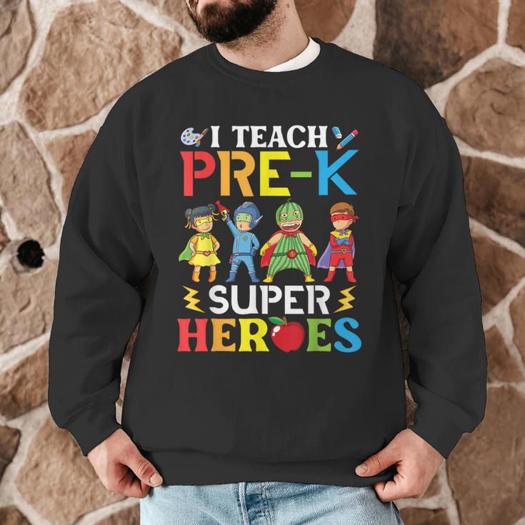 I Teach Pre-K Superheroes Students Teacher Back To School Men Graphic Sweatshirt, novelty gifts, funny gifts