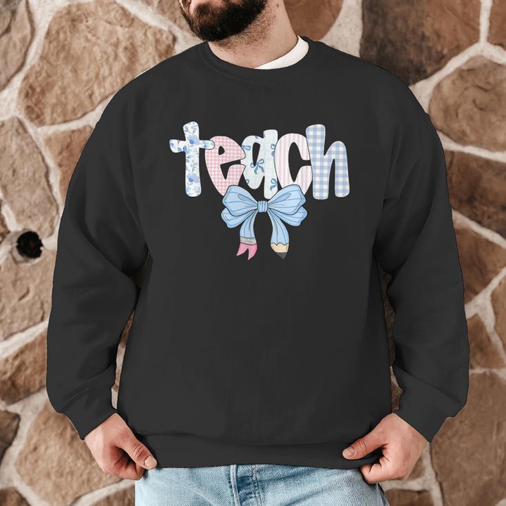 Teach Teacher Coquette Bow Pencil Back To School First Day Men Graphic Sweatshirt, novelty gifts, funny gifts Teach Teacher Coquette Bow Pencil Back To School First Day Men Graphic Sweatshirt, novelty gifts, funny gifts