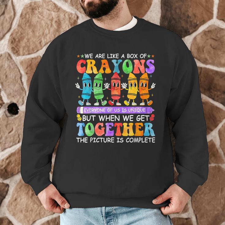 Teacher We Are Like A Box Of Crayons Back To School Men Women Kids Men Graphic Sweatshirt, novelty gifts, funny gifts Teacher We Are Like A Box Of Crayons Back To School Men Women Kids Men Graphic Sweatshirt, novelty gifts, funny gifts
