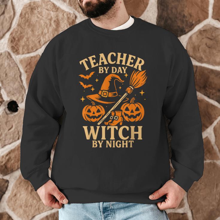 Teacher By Day Witch By Night Halloween Teacher Witch Men Graphic Sweatshirt, novelty gifts, funny gifts