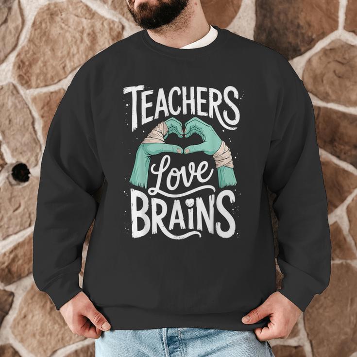 Teacher Halloween Shirt Women Men Teachers Love Brains Men Graphic Sweatshirt, novelty gifts, funny gifts
