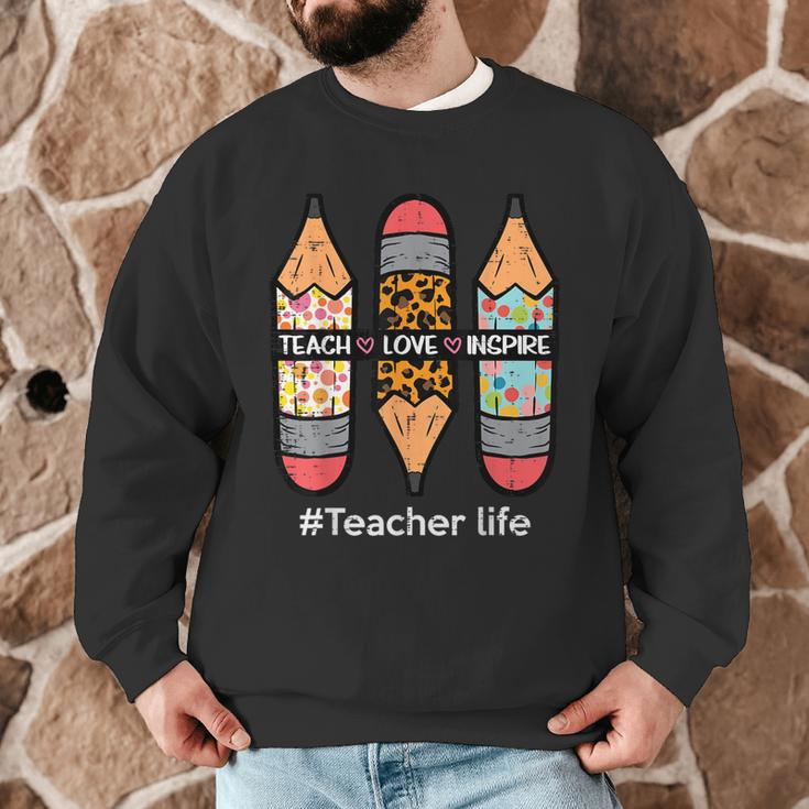 Teacher Life Teach Love Inspire Pencils Inspirational Women Men Graphic Sweatshirt, novelty gifts, funny gifts Teacher Life Teach Love Inspire Pencils Inspirational Women Men Graphic Sweatshirt, novelty gifts, funny gifts