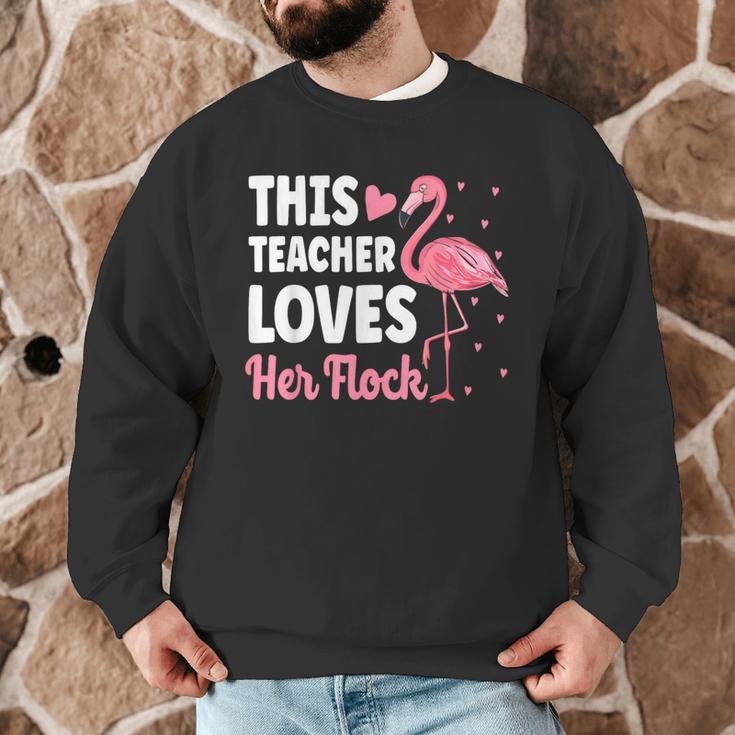 This Teacher Loves Her Flock Teaching Flamingo Girl Men Graphic Sweatshirt, novelty gifts, funny gifts
