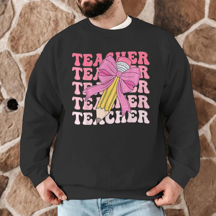 Teacher Pencil Back To School Groovy Pink Teacher First Day Men Graphic Sweatshirt, novelty gifts, funny gifts Teacher Pencil Back To School Groovy Pink Teacher First Day Men Graphic Sweatshirt, novelty gifts, funny gifts