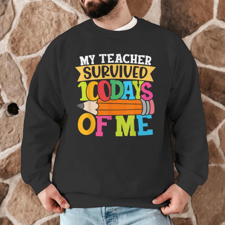 My Teacher Survived 100 Days Of Me 100th Day Of School Kids Men Graphic Sweatshirt, novelty gifts, funny gifts