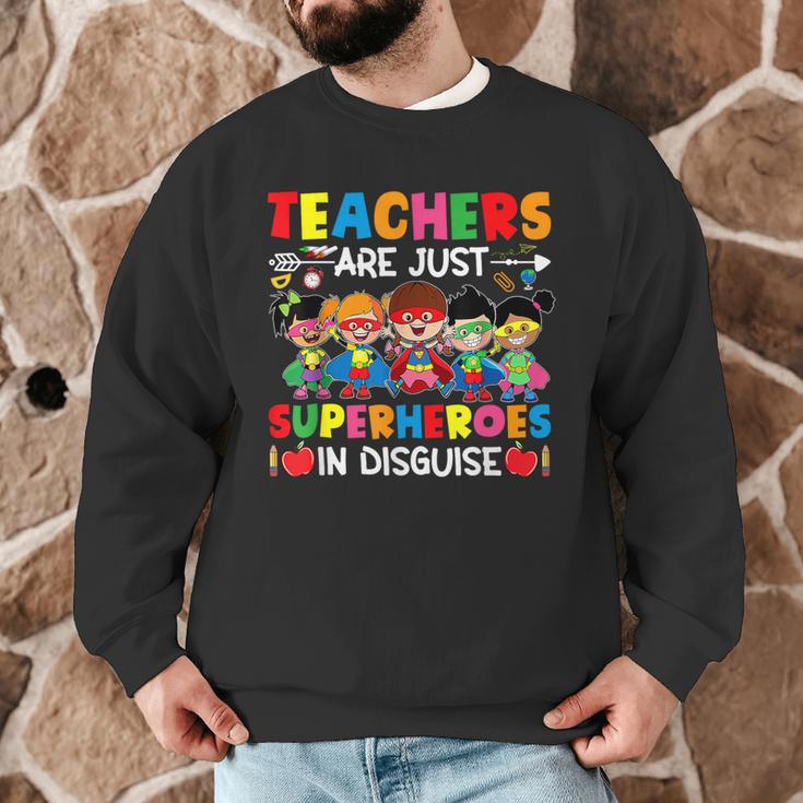 Teachers Are Just Superheroes In Disguise Back To School Men Graphic Sweatshirt, novelty gifts, funny gifts