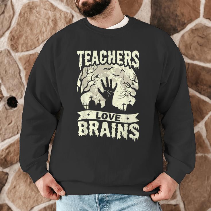 Teachers Love Brains Halloween Costume Boo Trick Teach Men Graphic Sweatshirt, novelty gifts, funny gifts