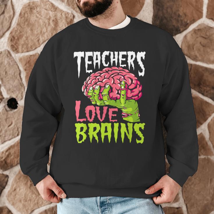 Teachers Love Brains Zombie Teacher Halloween Zombies Men Graphic Sweatshirt, novelty gifts, funny gifts