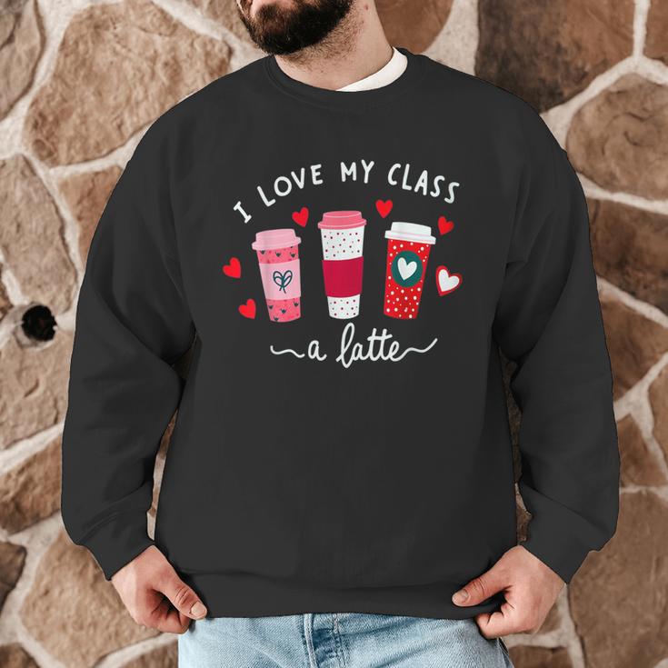 Teachers Valentine Day I Love My Class A Latte Coffee Women Men Graphic Sweatshirt, novelty gifts, funny gifts