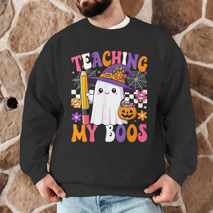 Teaching My Boos Ghost Teacher Cute Pencil Halloween Teacher Men Graphic Sweatshirt, novelty gifts, funny gifts