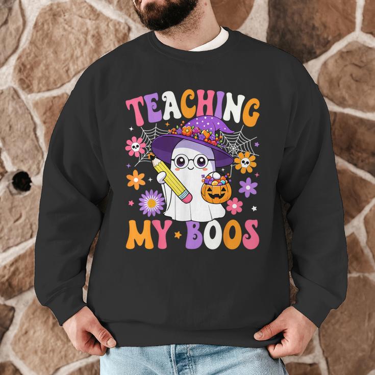 Teaching My Boos Teacher Ghost Teach Halloween Teacher Men Graphic Sweatshirt, novelty gifts, funny gifts