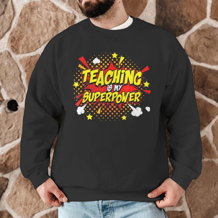 Teaching Is My Superpower Retro Comic Teacher Men Graphic Sweatshirt, novelty gifts, funny gifts