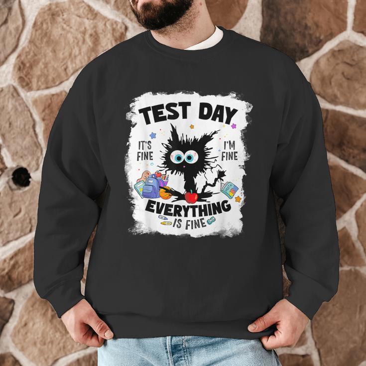 Test Day Stressed Cat Teacher Student Kids Testing Day Men Graphic Sweatshirt, novelty gifts, funny gifts