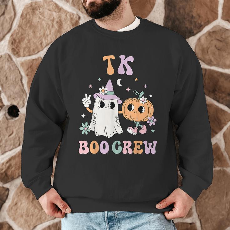 TK Boo Crew Retro Groovy Halloween Floral Ghost TK Teacher Men Women Kids Men Graphic Sweatshirt, novelty gifts, funny gifts