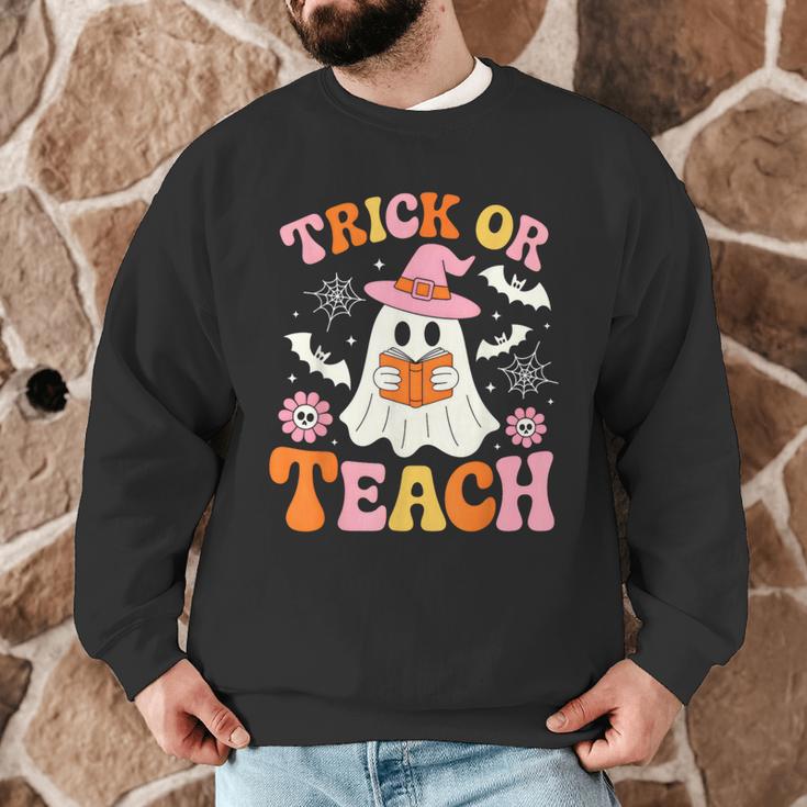 Trick Or Teach Cute Floral Ghost Teacher Halloween Costume Men Graphic Sweatshirt, novelty gifts, funny gifts