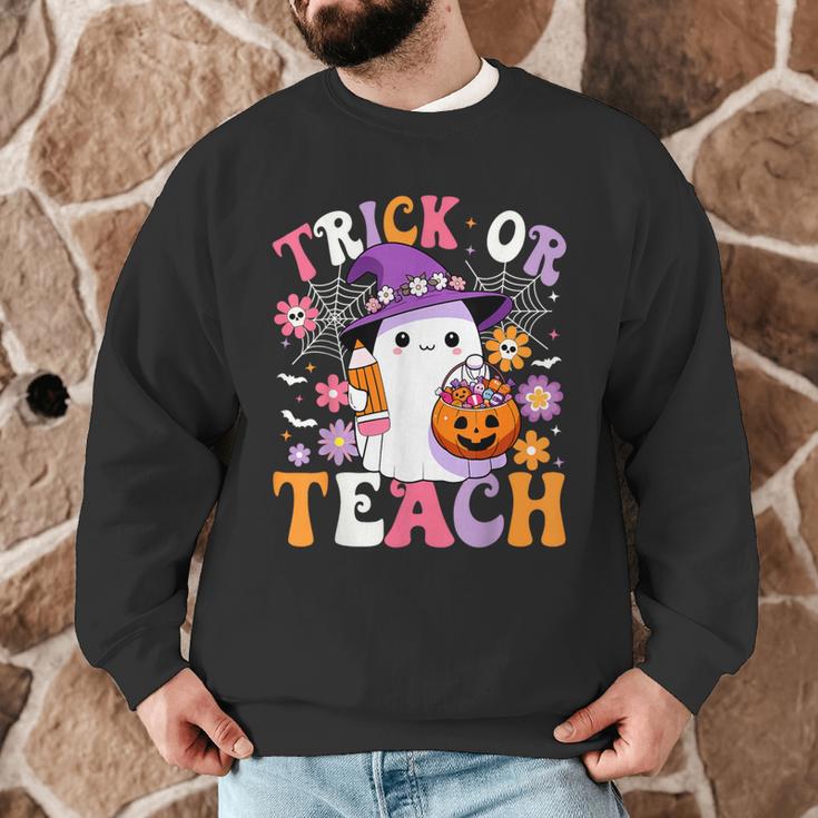 Trick Or Teach Groovy Teacher Ghost Halloween Teacher Men Graphic Sweatshirt, novelty gifts, funny gifts Trick Or Teach Groovy Teacher Ghost Halloween Teacher Men Graphic Sweatshirt, novelty gifts, funny gifts