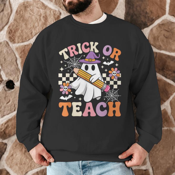 Trick Or Teach Groovy Teacher Halloween Retro Ghost Men Graphic Sweatshirt, novelty gifts, funny gifts Trick Or Teach Groovy Teacher Halloween Retro Ghost Men Graphic Sweatshirt, novelty gifts, funny gifts