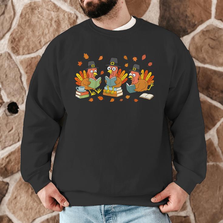 Turkey Reading Books Fall Thanksgiving Teacher Student Men Graphic Sweatshirt, novelty gifts, funny gifts Turkey Reading Books Fall Thanksgiving Teacher Student Men Graphic Sweatshirt, novelty gifts, funny gifts