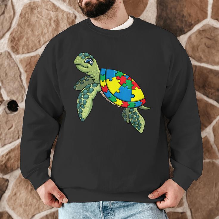 Turtle Puzzle Pieces For Autism Awareness Kids Women Teacher Men Graphic Sweatshirt, novelty gifts, funny gifts