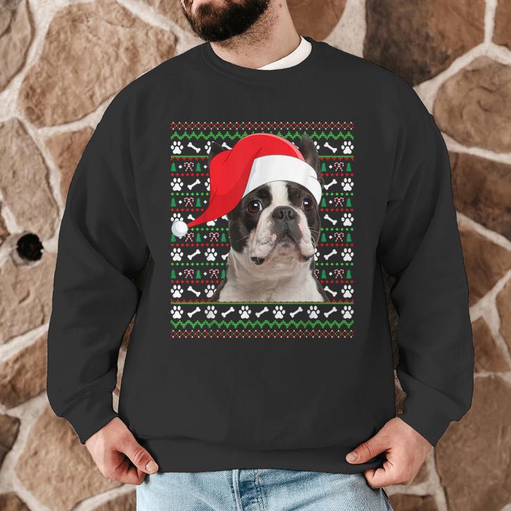 Ugly Xmas Sweater Santa Boston Terrier Dog Christmas For Men Women Kids Men Graphic Sweatshirt, novelty gifts, funny gifts