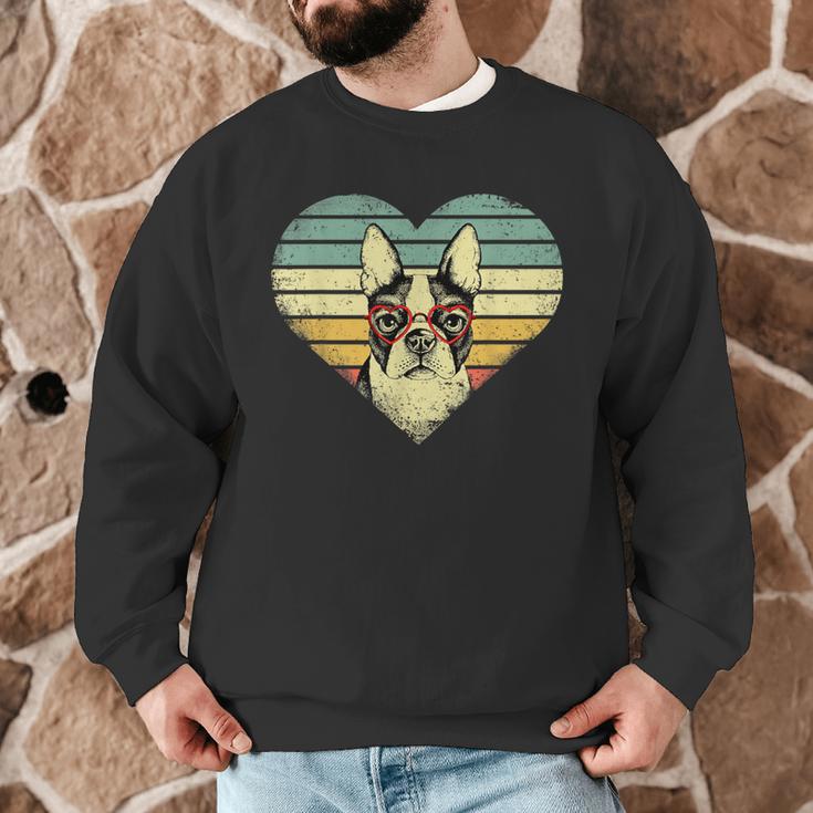 Vintage American Boston Terrier Lovers Valentine's Day Men Graphic Sweatshirt, novelty gifts, funny gifts