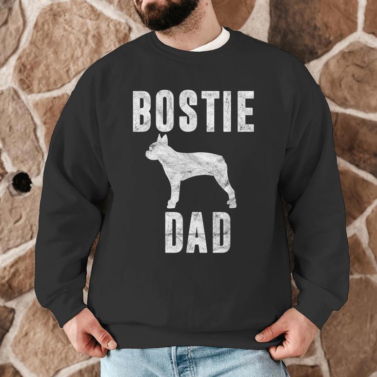 Vintage Boston Terrier Dad Dog Daddy Bostie Father Men Graphic Sweatshirt, novelty gifts, funny gifts