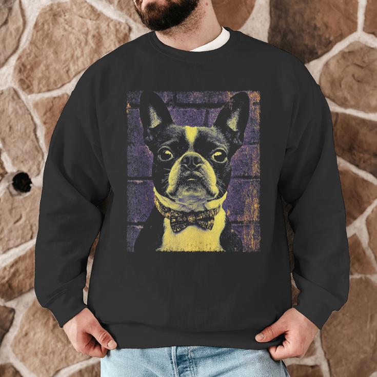 Vintage Boston Terrier Dog Men Graphic Sweatshirt, novelty gifts, funny gifts