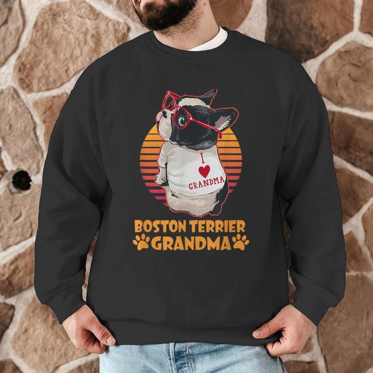 Vintage Boston Terrier Grandma Wear Sunglasses Dog Lover Men Women Girls Kids Men Graphic Sweatshirt, novelty gifts, funny gifts