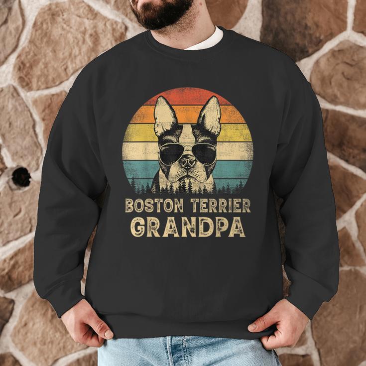 Vintage Boston Terrier Grandpa Dog Lovers Father's Day Men Graphic Sweatshirt, novelty gifts, funny gifts
